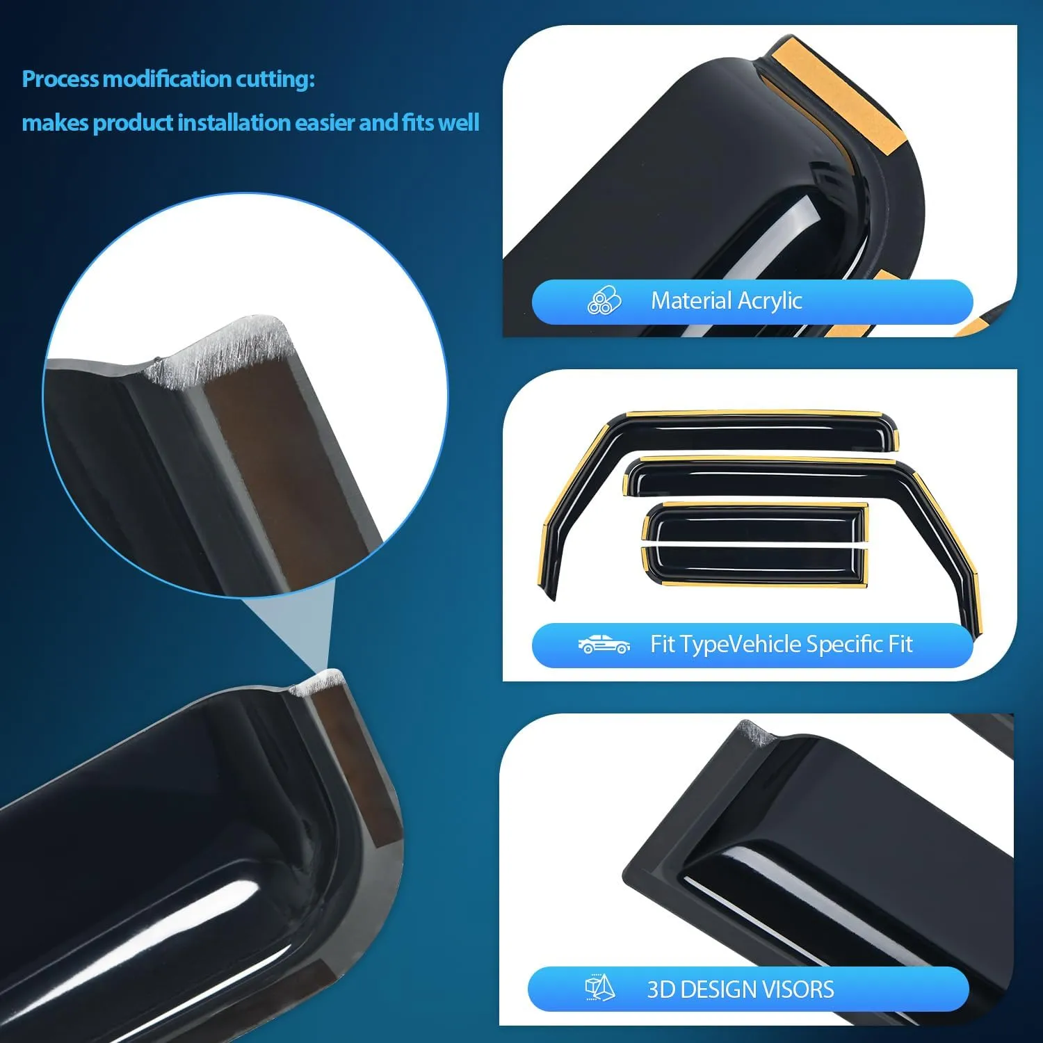2018-2024 Jeep Wrangler JL/Jeep Gladiator Rain Guards Acrylic 4Pcs