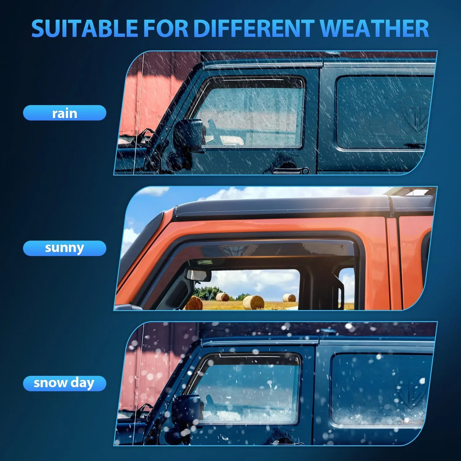 2018-2024 Jeep Wrangler JL/Jeep Gladiator Rain Guards Acrylic 4Pcs