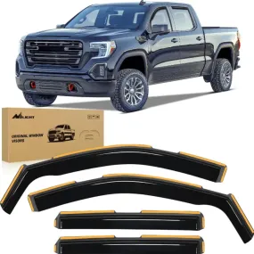 2019-2024 Chevy Silverado 1500 Crew Cab/GMC Sierra 1500 Crew Cab Rain Guards Acrylic 4Pcs