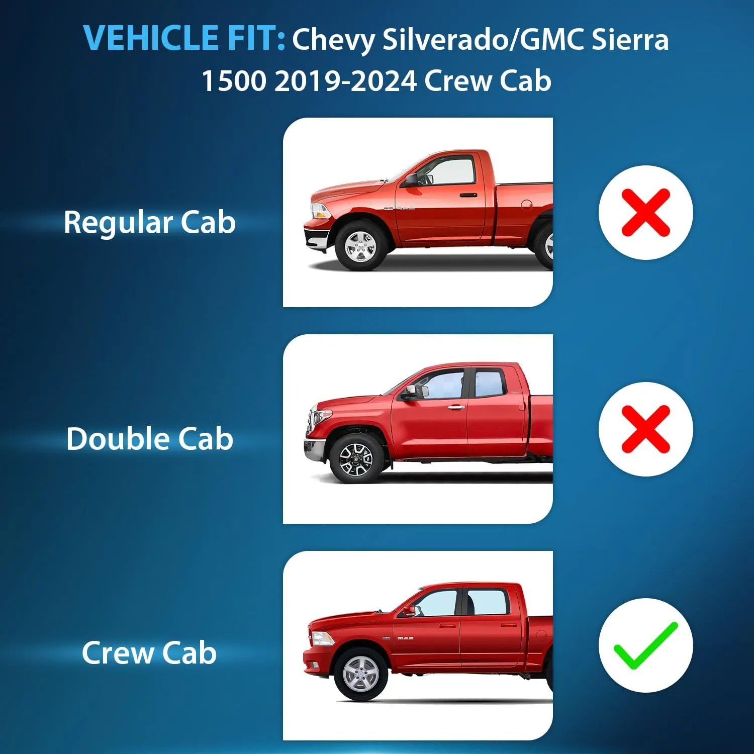 2019-2024 Chevy Silverado 1500 Crew Cab/GMC Sierra 1500 Crew Cab Rain Guards Acrylic 4Pcs