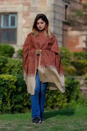 Beautiful Combination On Beige Color Embroidered Sozni Shawl Enriched With Beautiful Jaal Pattern Having Paisley And Border