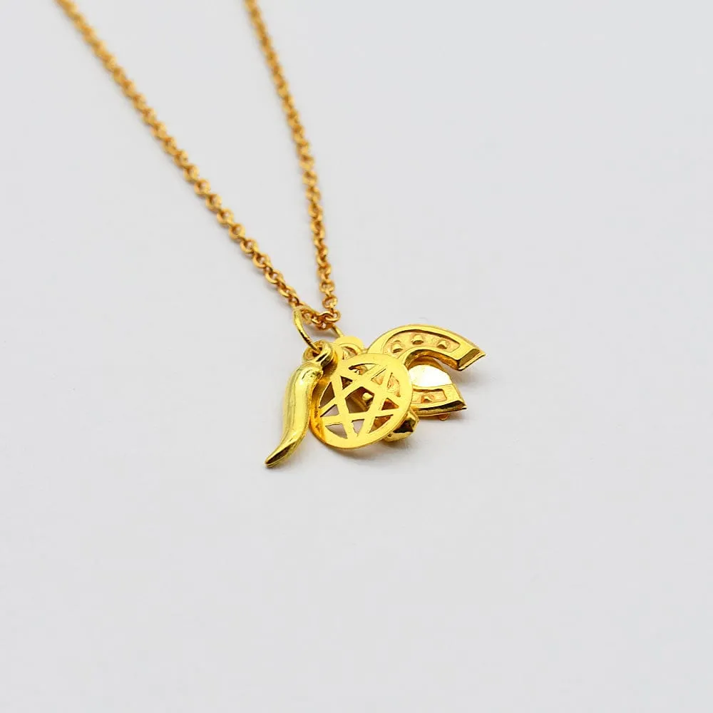 Ensemble de 5 charms Porte-Bonheur en argent doré