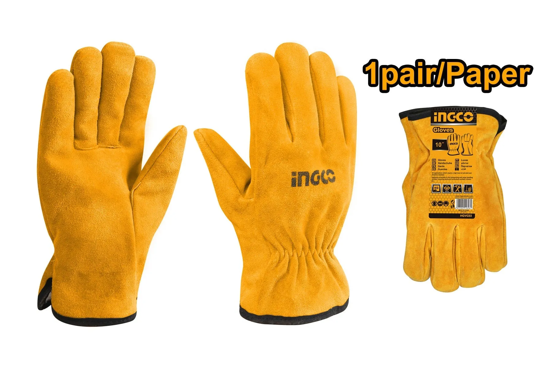 Ingco HGVC02 Leather Gloves 10"