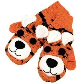 Knitted Fun 3D Animal Soft Mittens Gloves Orange Bengal