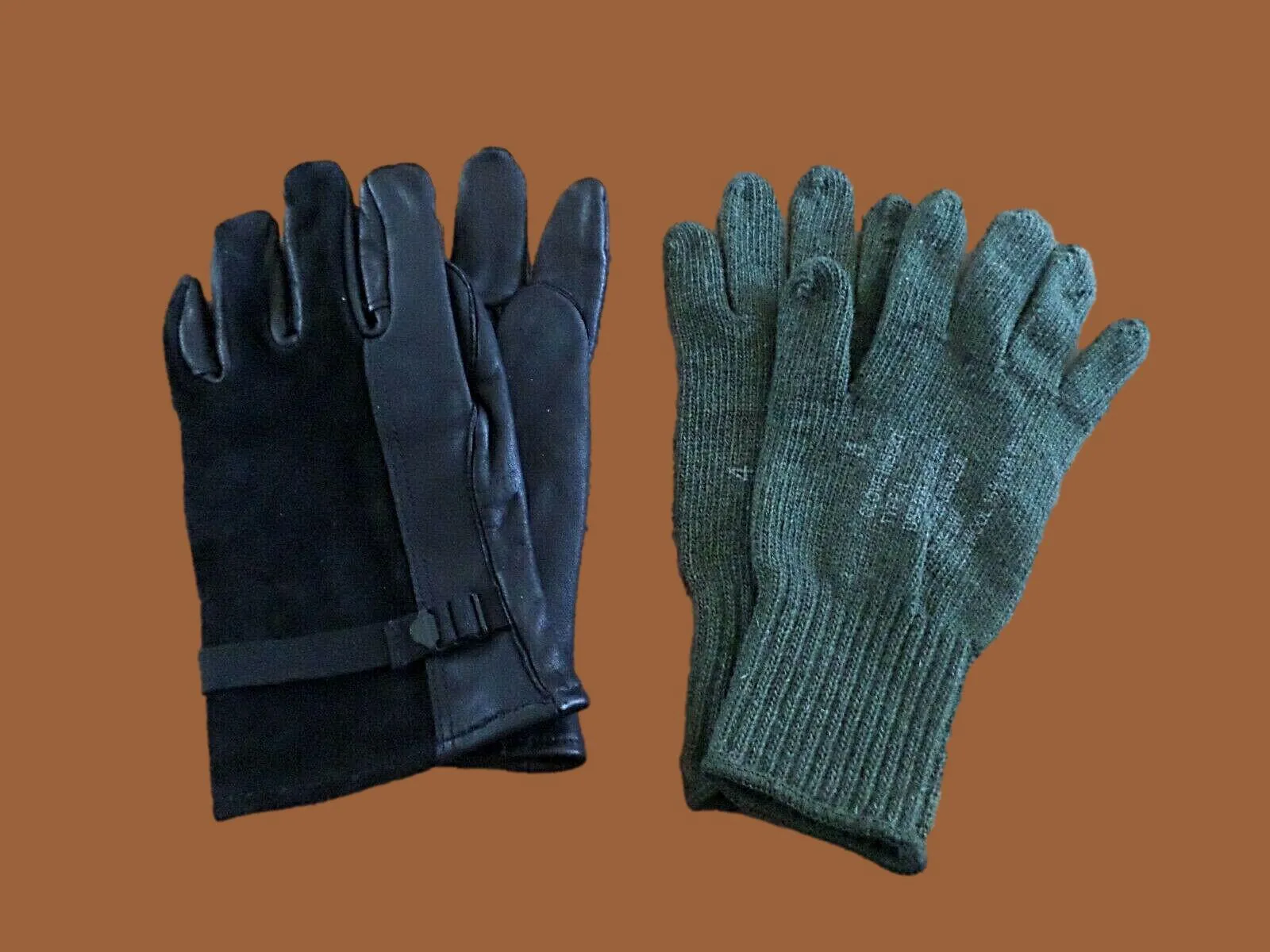 MILITARY USMC STYLE D-3A LEATHER GLOVES COLD WET WEATHER SIZE 4 MEDIUM W/LINER