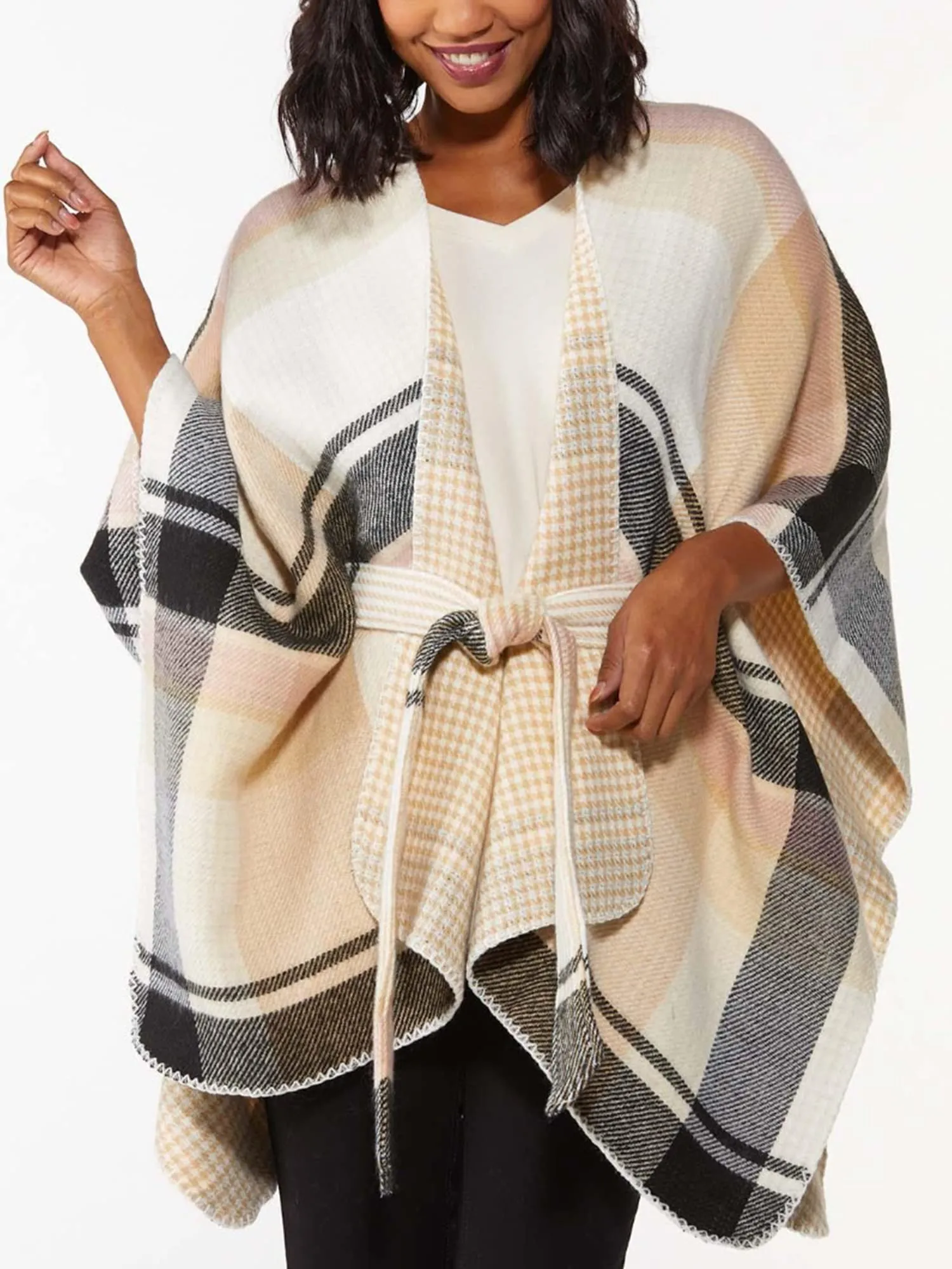 Moss Rose Women's Shawl Wrap Poncho Ruana Cape Open Front Cardigan Shawls for Fall Winter