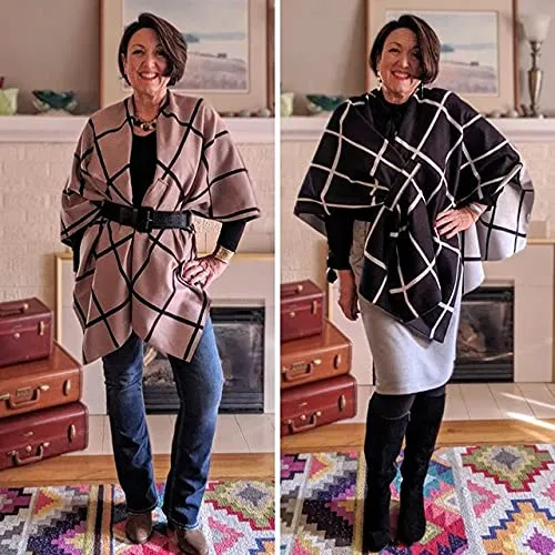 Moss Rose Women's Shawl Wrap Poncho Ruana Cape Open Front Cardigan Shawls for Fall Winter
