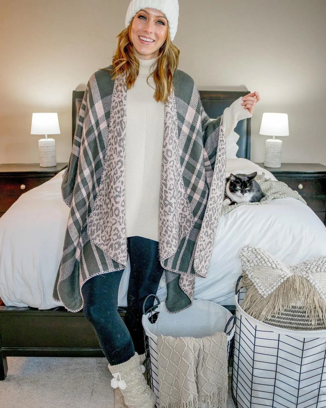Moss Rose Women's Shawl Wrap Poncho Ruana Cape Open Front Cardigan Shawls for Fall Winter