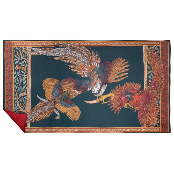 Pheasant Tree in Forrest/Saffron - Cashmere Stole
