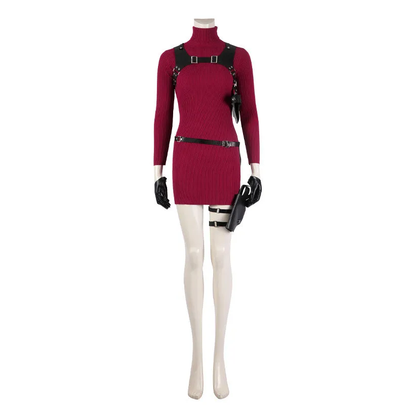 Resident Evil 4 Ada Wong Cosplay Outfit High Neck Form-Fitting Set