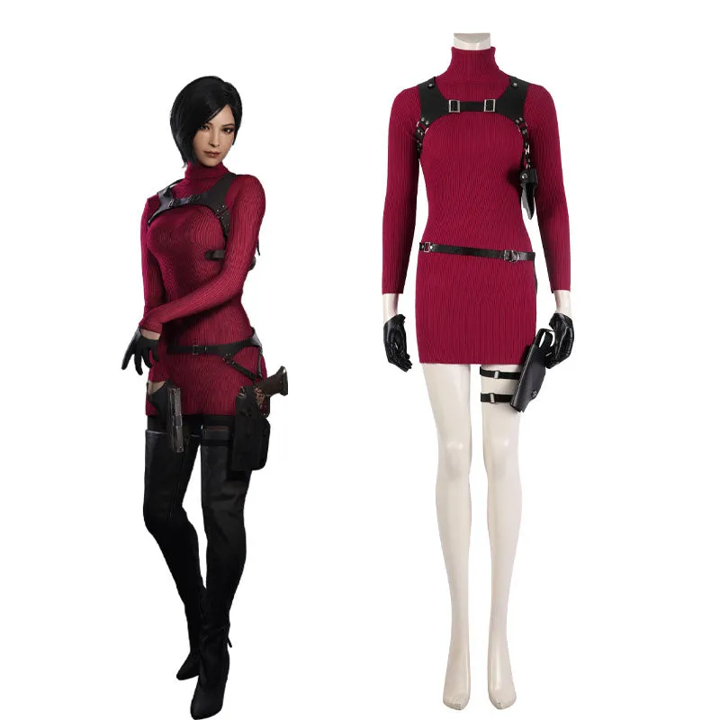 Resident Evil 4 Ada Wong Cosplay Outfit High Neck Form-Fitting Set