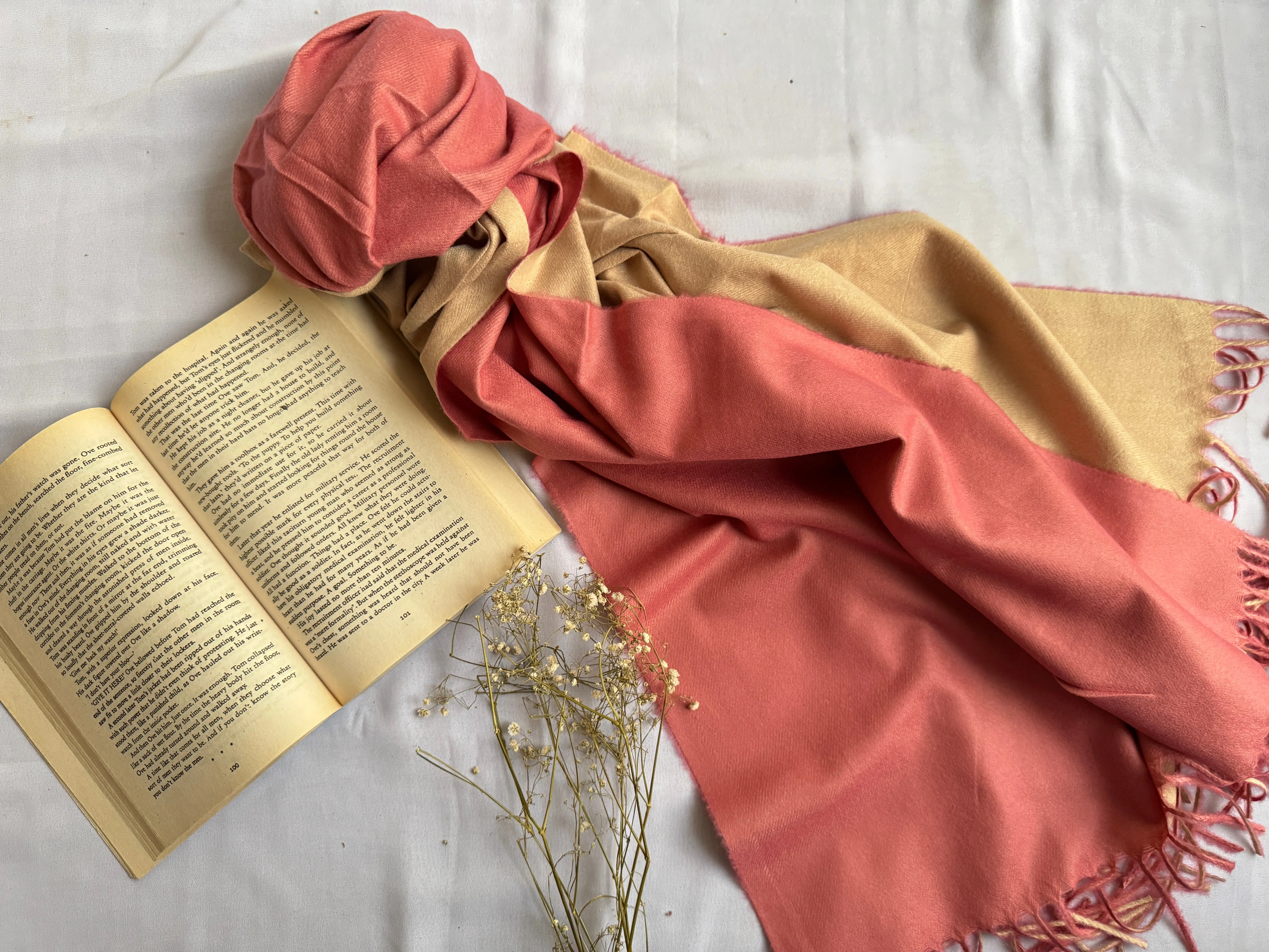 Reversible Woollen Pashmina- Peachy Pink Nude
