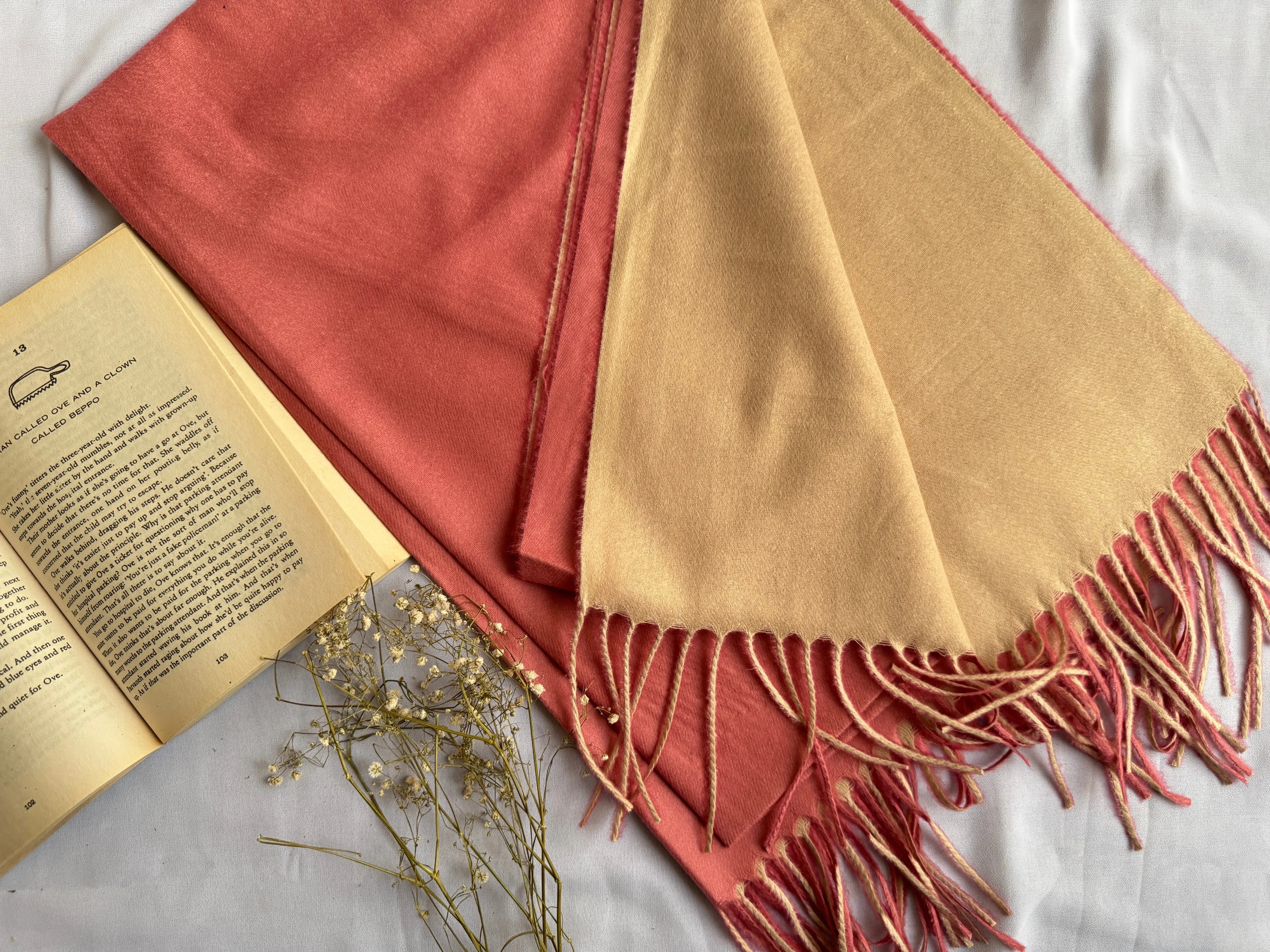 Reversible Woollen Pashmina- Peachy Pink Nude