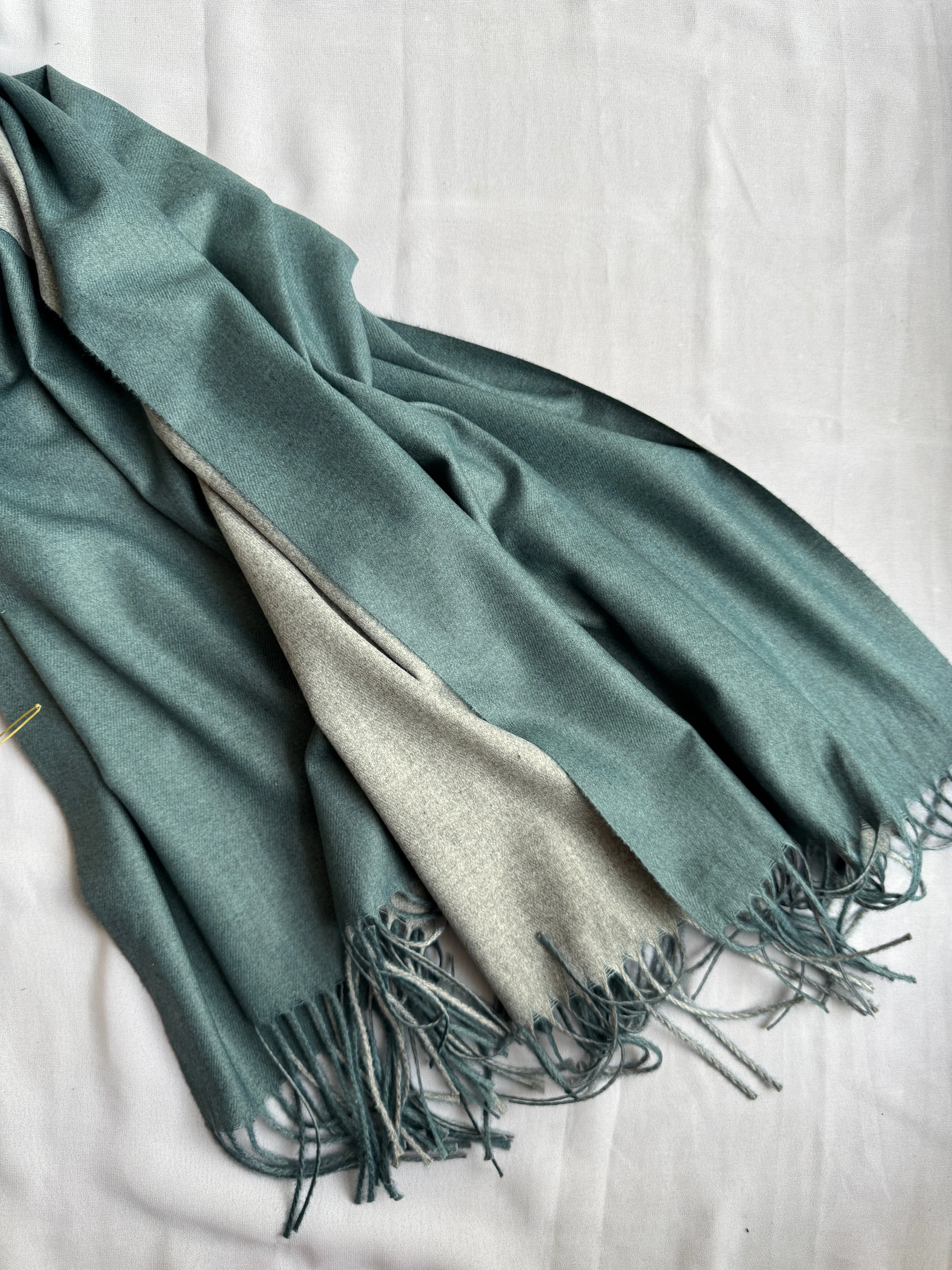 Reversible Woollen Pashmina- Sage Green Grey