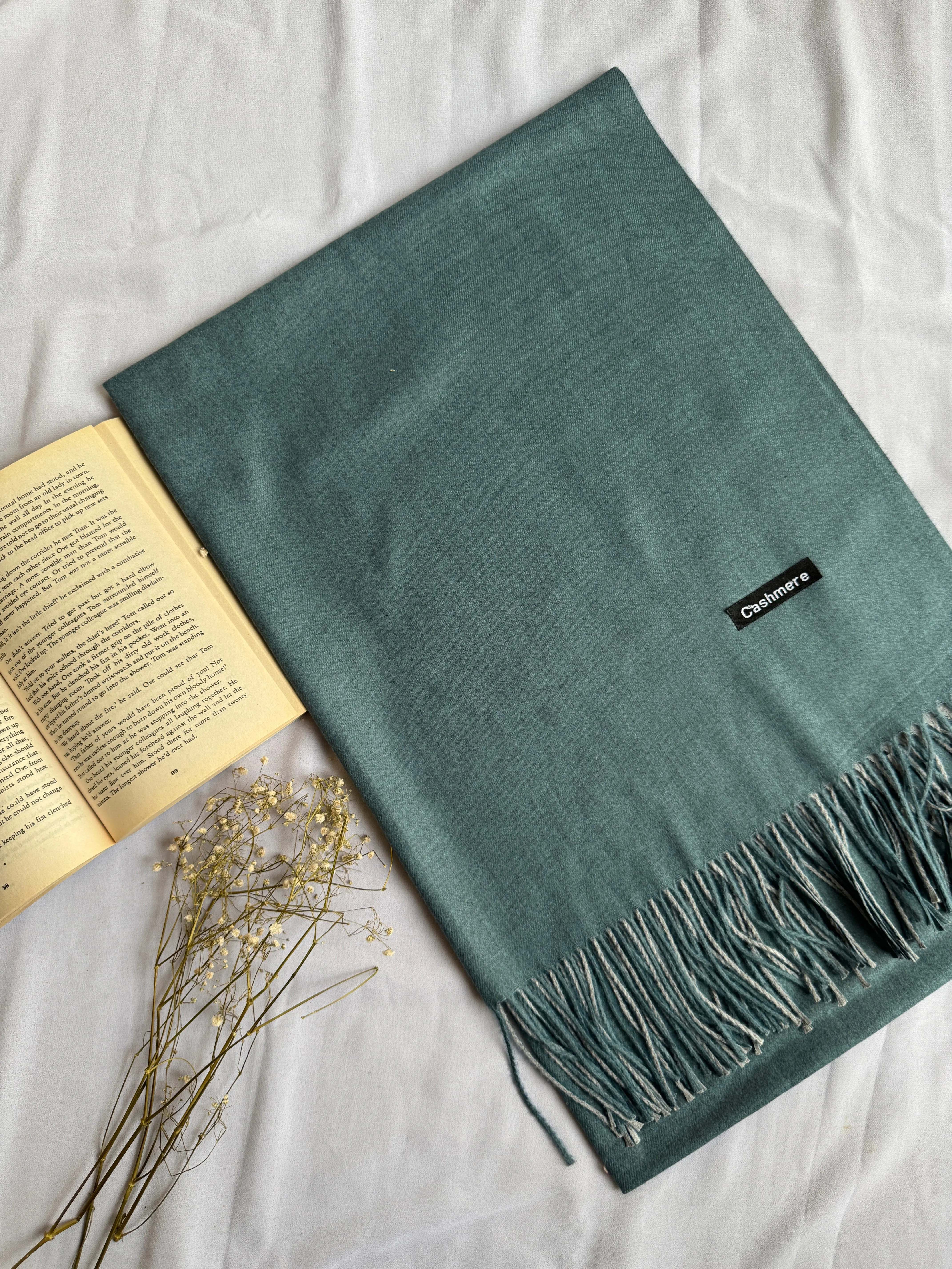 Reversible Woollen Pashmina- Sage Green Grey