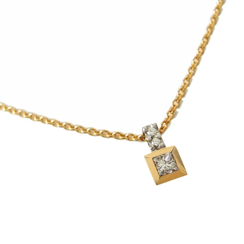 Series 17 | Squared Pendant, 18K   Platinum, .16 ct. Princess Cut Diamond