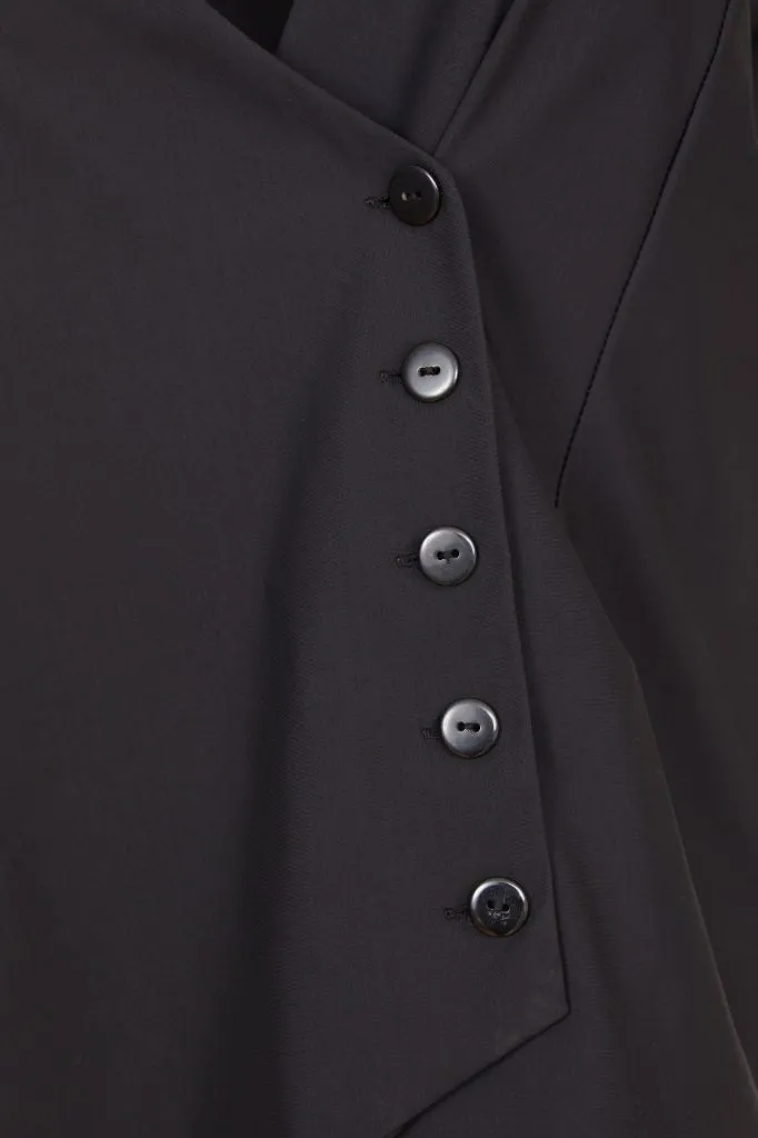 Square Waistcoat with Button Detail in Black