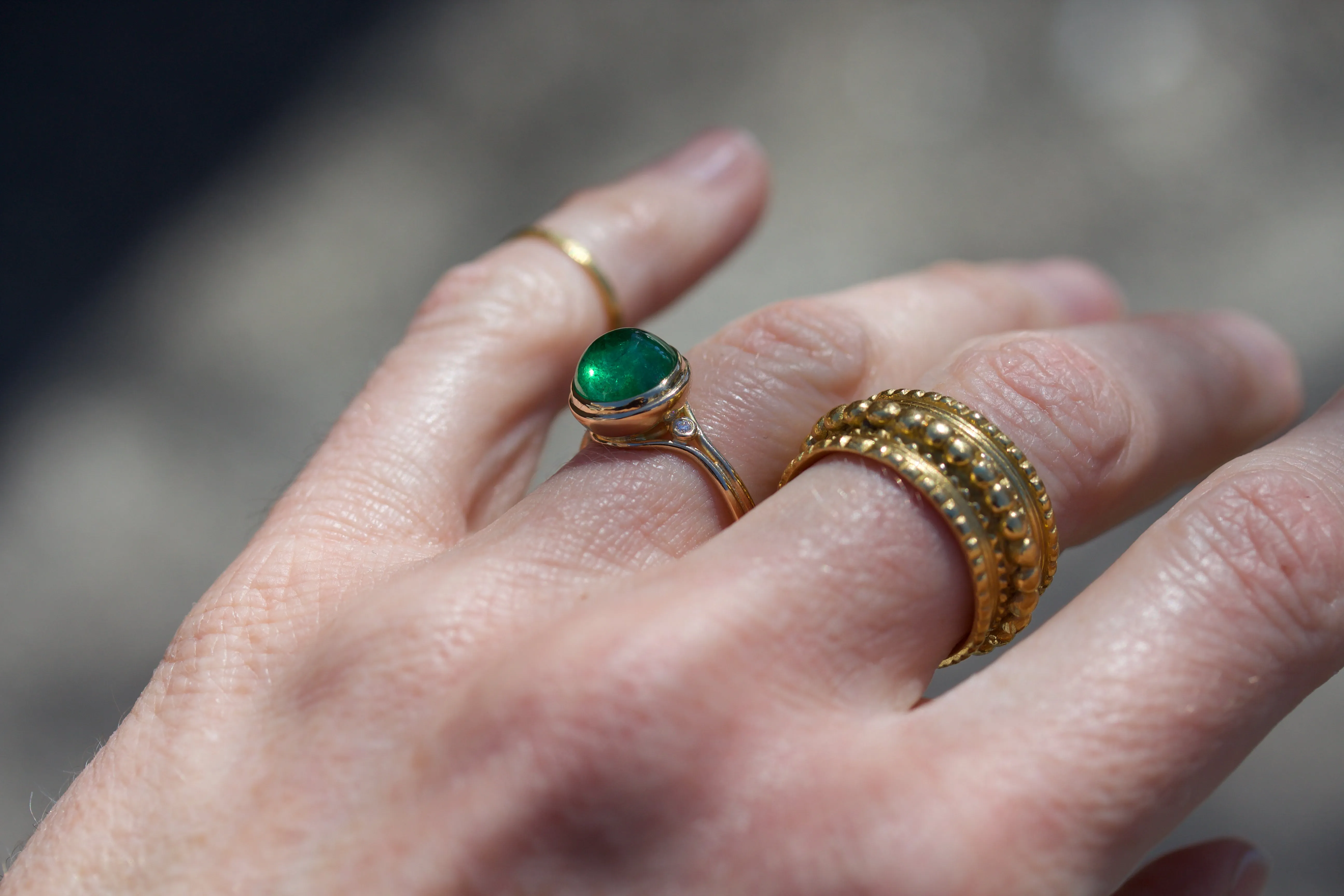 Tsavorite Ring with Diamonds