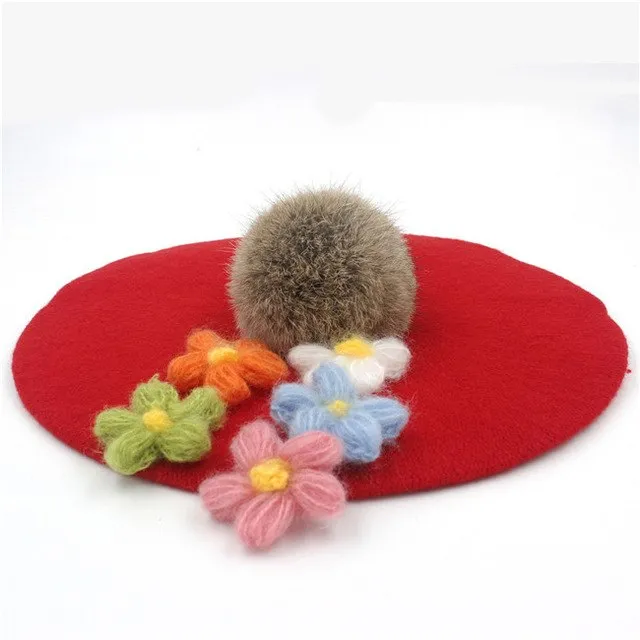 Women's pom poms Beret Hat
